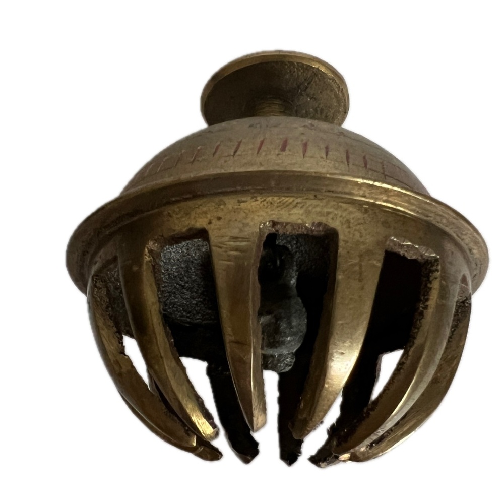 Vintage Indian Brass Elephant Claw Bell Small Hand Held 2 3/4" Has Clapper